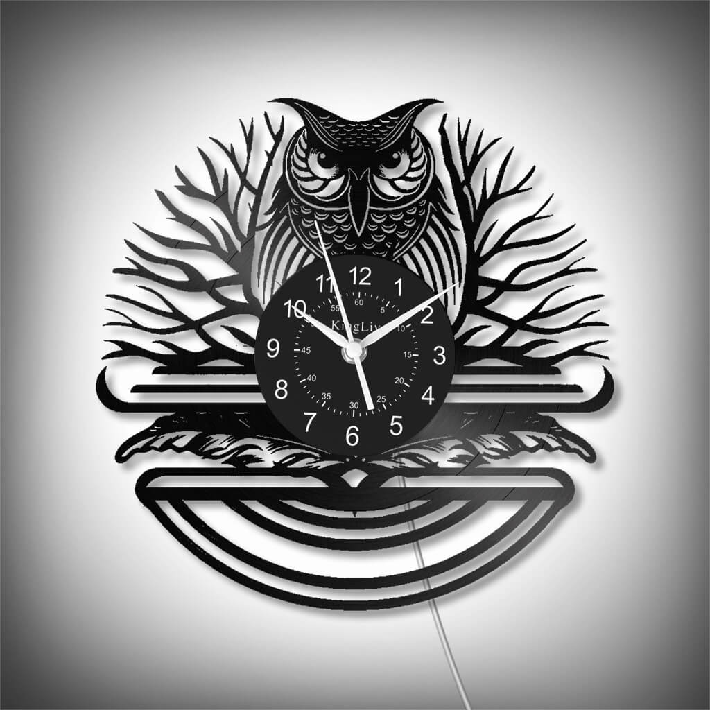 Owl Led Vinyl Record Wall Clock