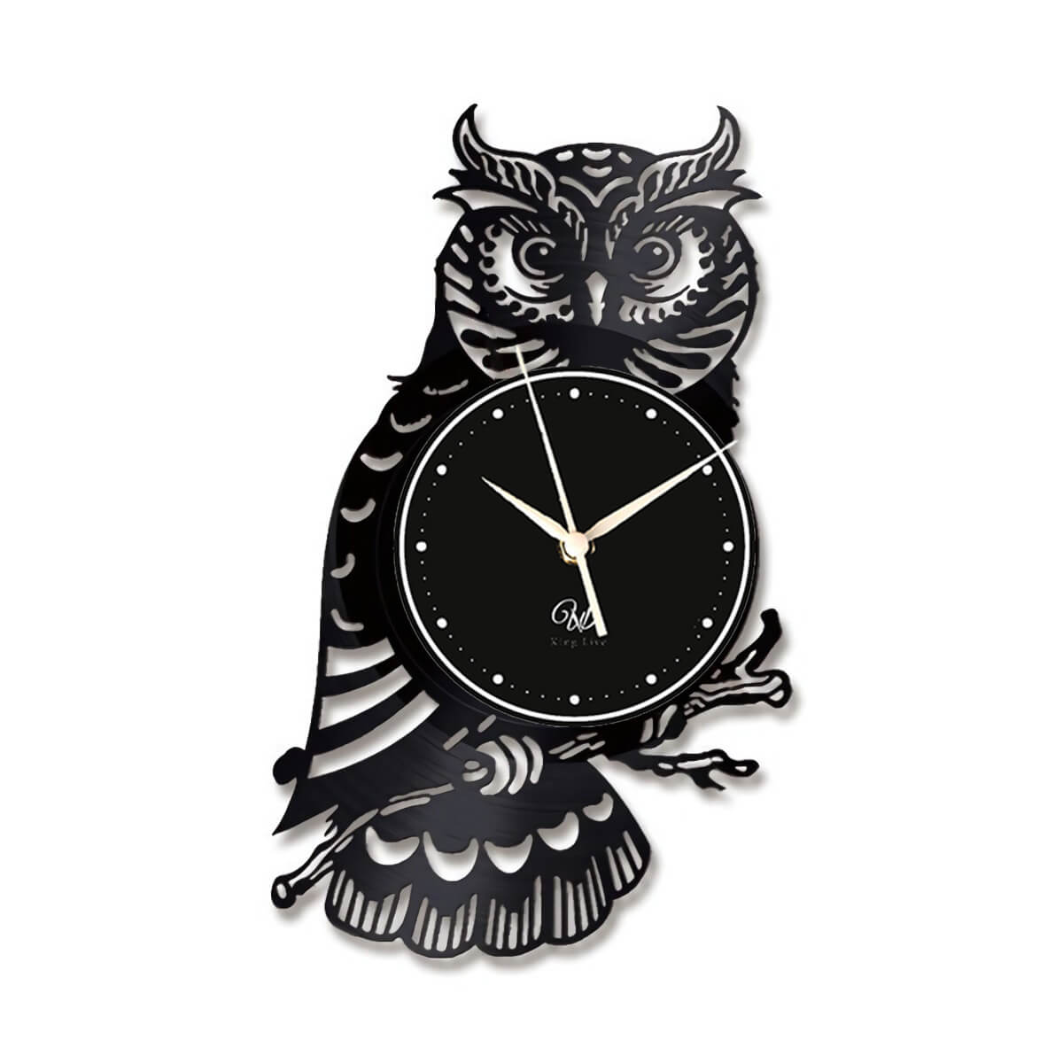 Owl Black Vinyl Record Wall Clock