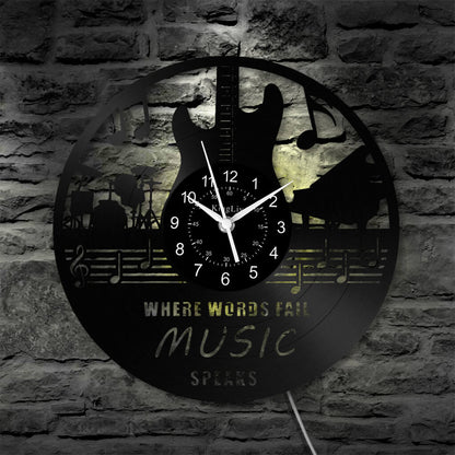 LED Vinyl Wall Clock | Guitar Music | 12'' | 0124WPB
