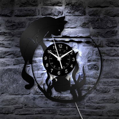 LED Vinyl Wall Clock | Cat Fish | 0113WPB