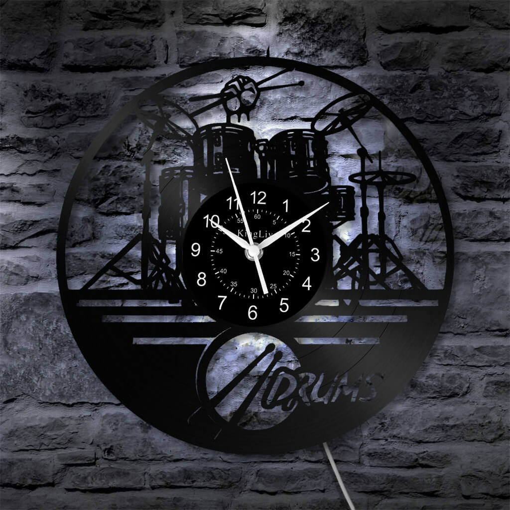 LED Vinyl Wall Clock | Drum | 0117WPB