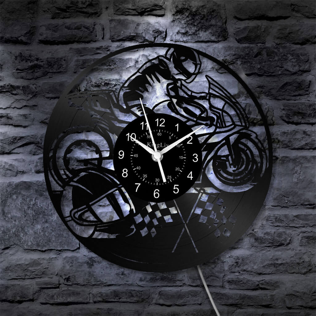 LED Vinyl Wall Clock | Motorcycle | 12'' | 0189WPB