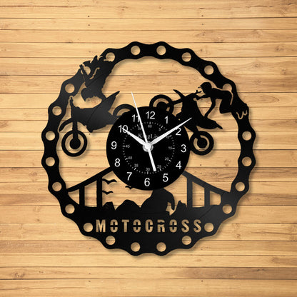 LED Vinyl Wall Clock | Dirt Bike Motocross | 12'' | 0197WPB