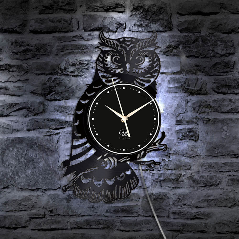 Owl Led Vinyl Record Wall Clock