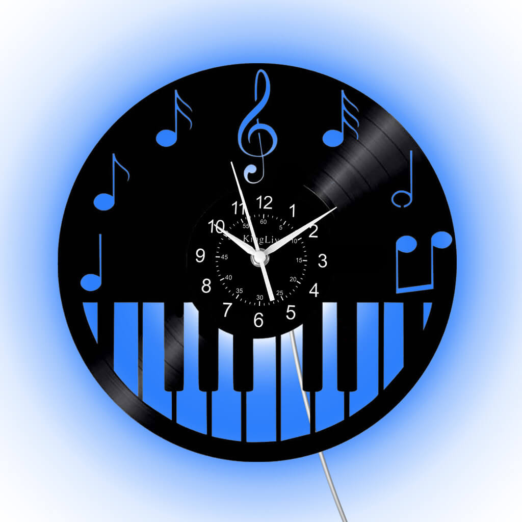 LED Vinyl Wall Clock | Piano Music Note | 12''