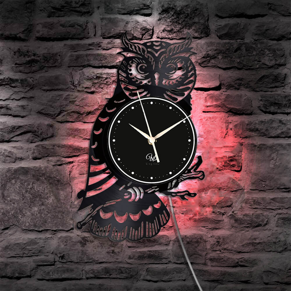 Owl Led Vinyl Record Wall Clock