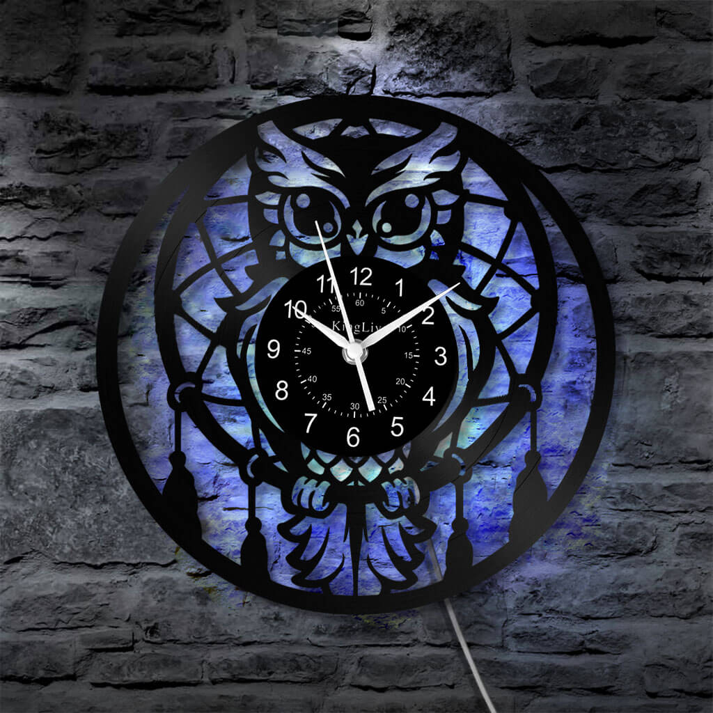 LED Vinyl Wall Clock | Dreamcatcher Owl | 0267WPB