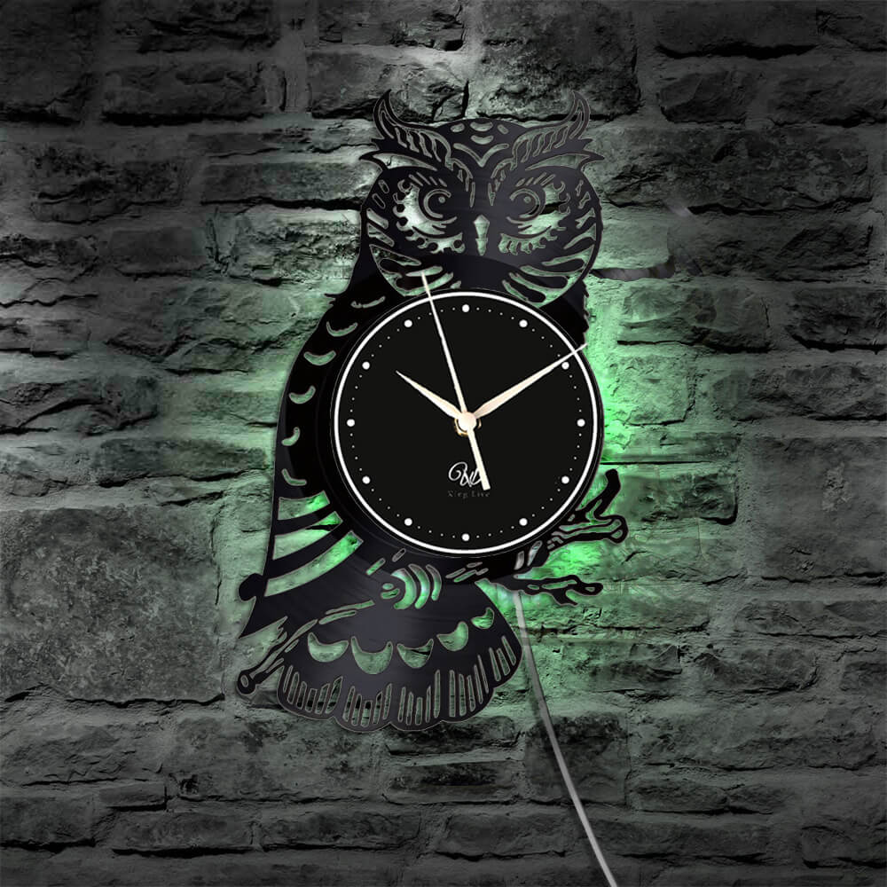 Owl Led Vinyl Record Wall Clock