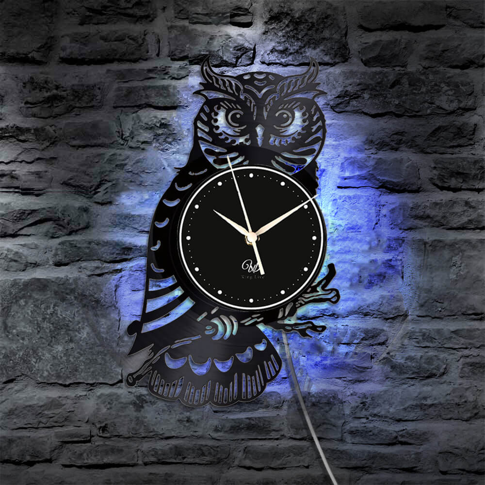 Owl Led Vinyl Record Wall Clock