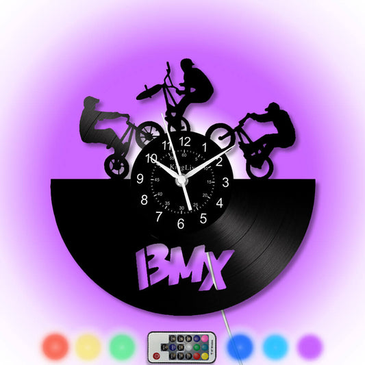 LED Vinyl Wall Clock | BMX Bicycle | 12'' | 0233WPB