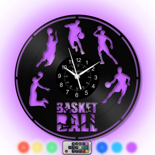 LED Vinyl Wall Clock | Basketball | 12'' | 0222WPB
