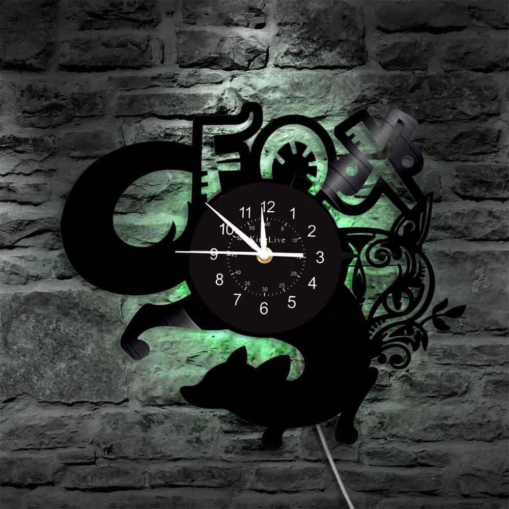 Fox LED Vinyl Record Wall Clock