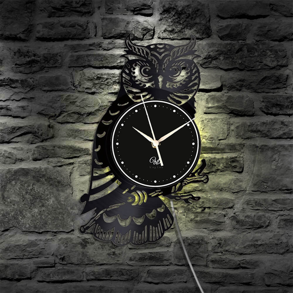 Owl Led Vinyl Record Wall Clock