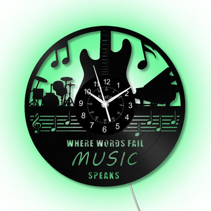 LED Vinyl Wall Clock | Guitar Music | 12'' | 0124WPB