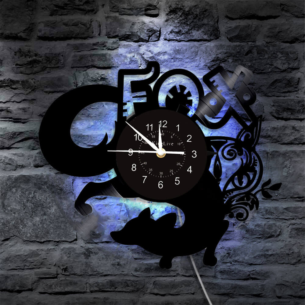 Fox LED Vinyl Record Wall Clock