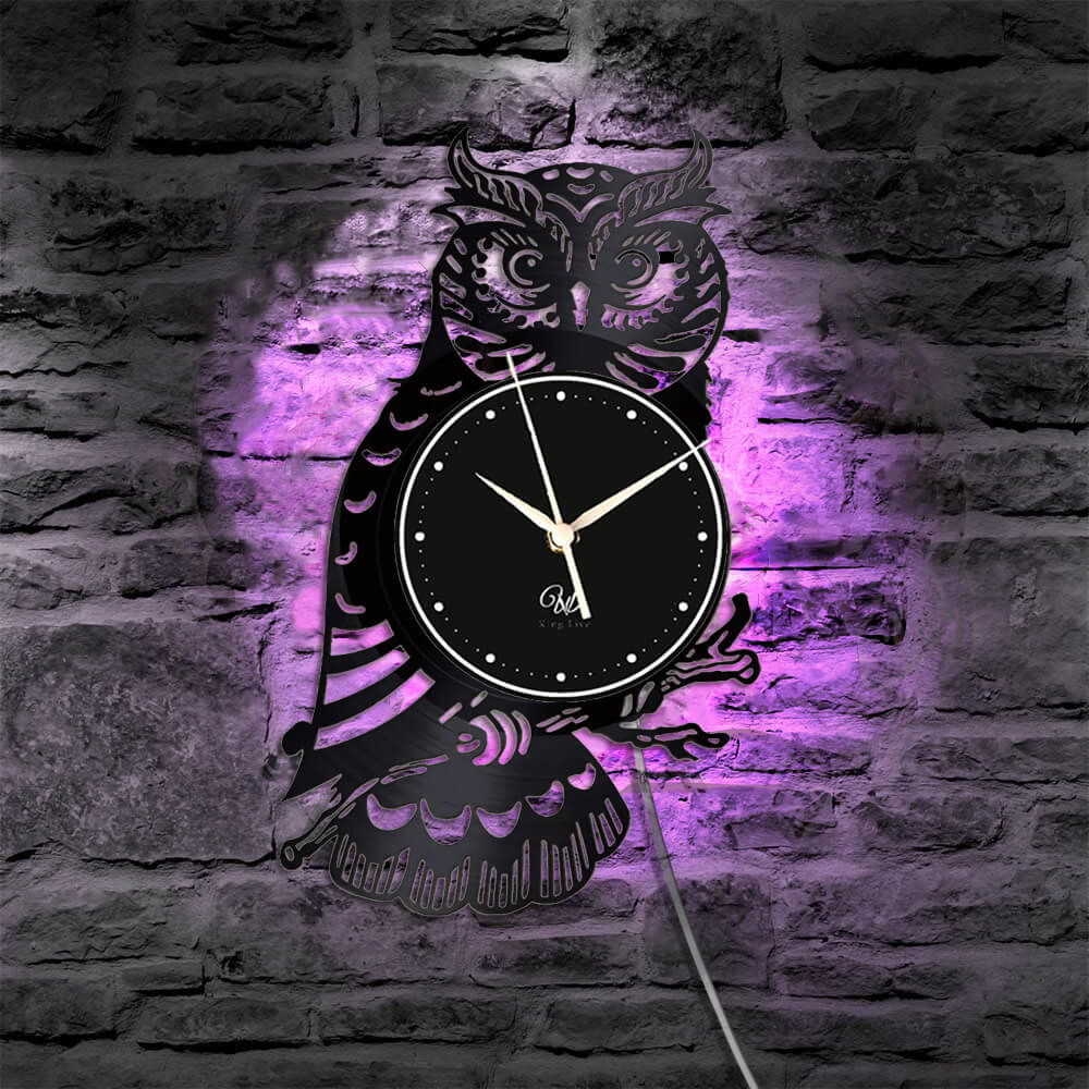 Owl Led Vinyl Record Wall Clock