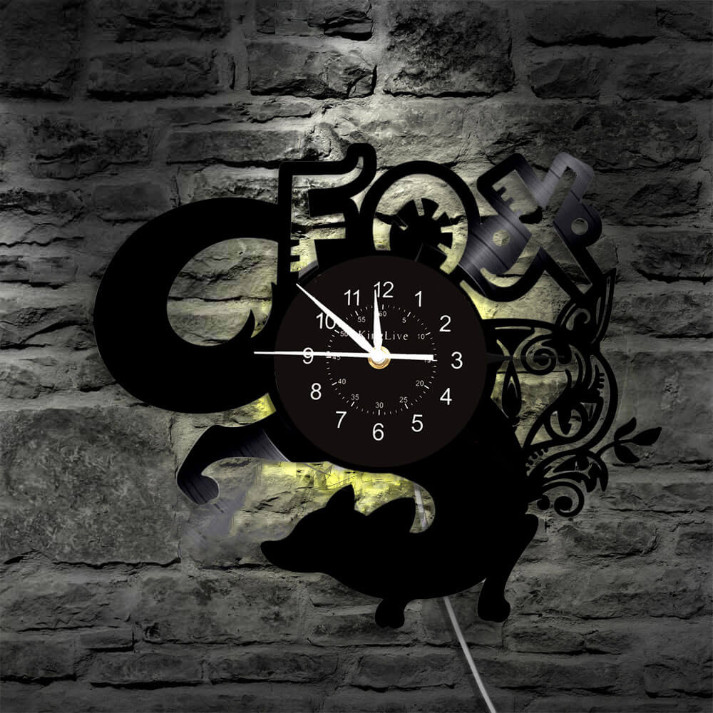 Fox LED Vinyl Record Wall Clock