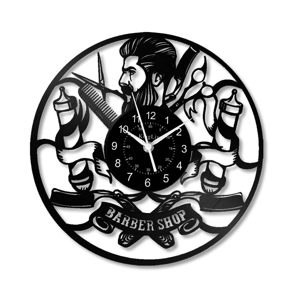 LED Vinyl Wall Clock | Barber Shop | 12'' | 0011WPB