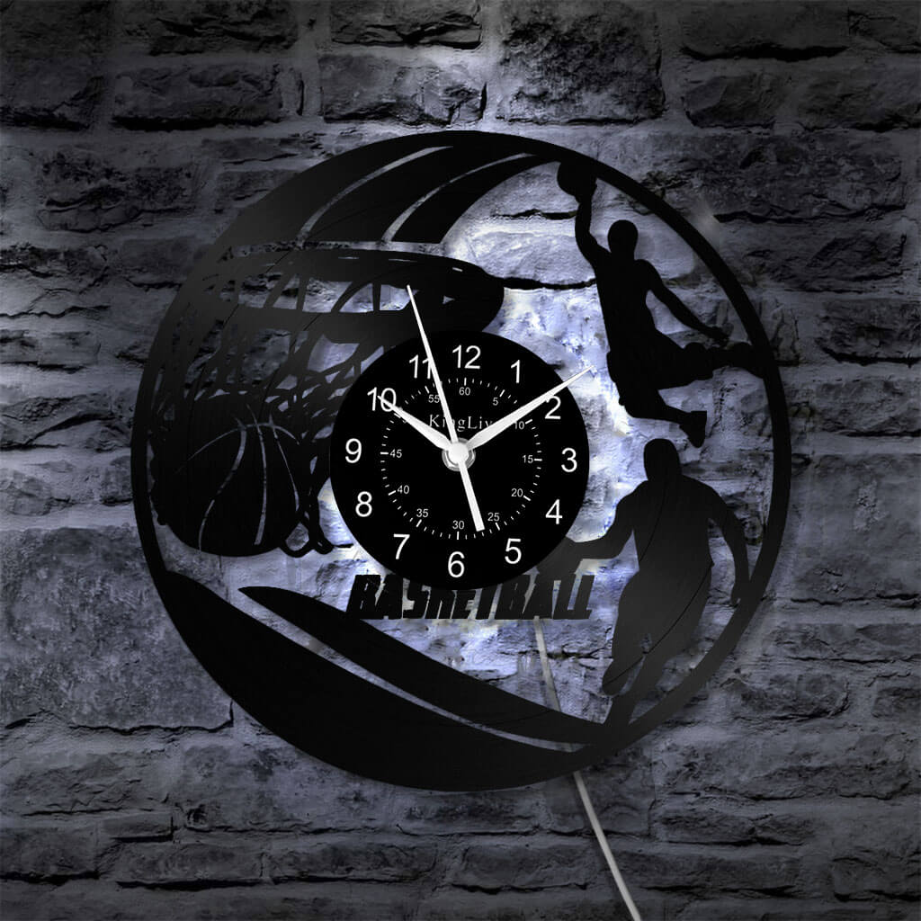LED Vinyl Wall Clock | Basketball | 12'' | 0268WPB