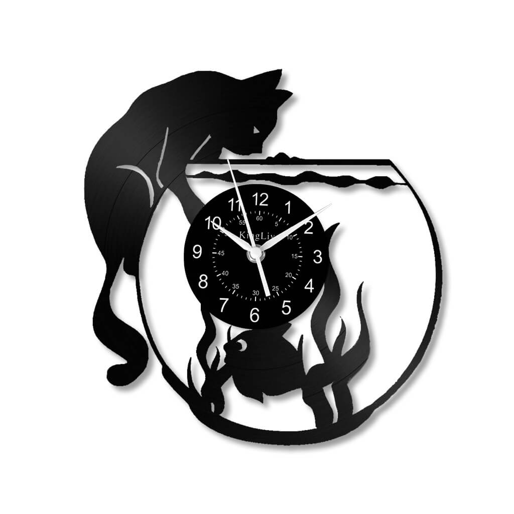 LED Vinyl Wall Clock | Cat Fish | 0113WPB