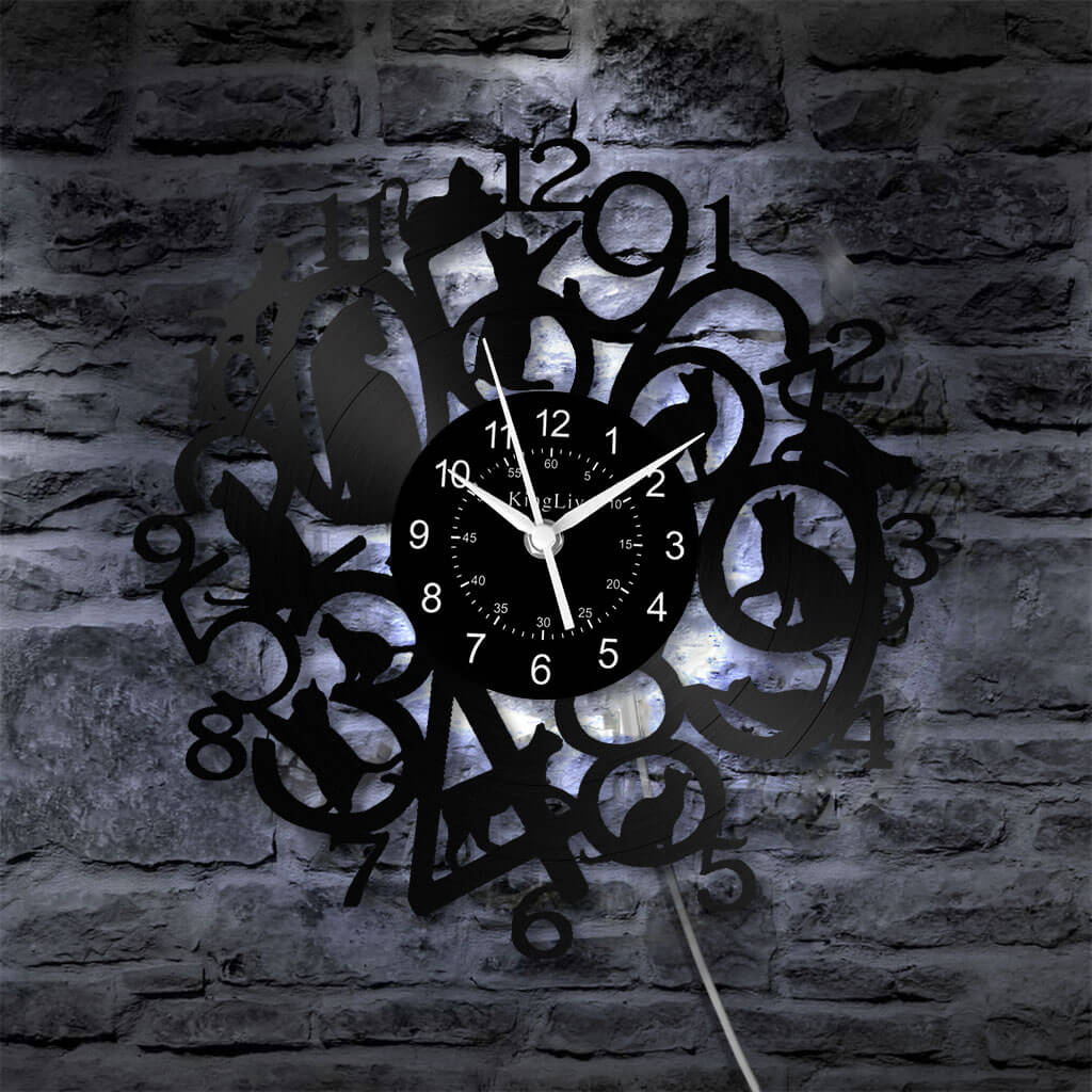Vinyl Wall Clock | Cats | 12'' | 0281WPB
