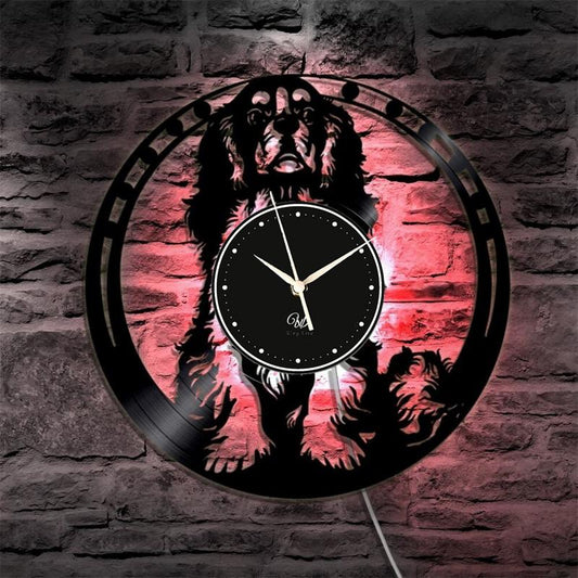 Dog LED Vinyl Wall Clock Record Clock Wall Decor Art Black