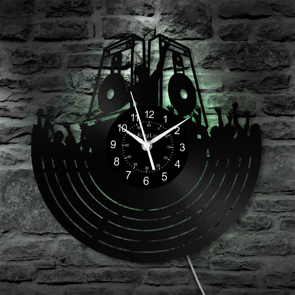 LED Vinyl Wall Clock | Custom DJ Name | 12''