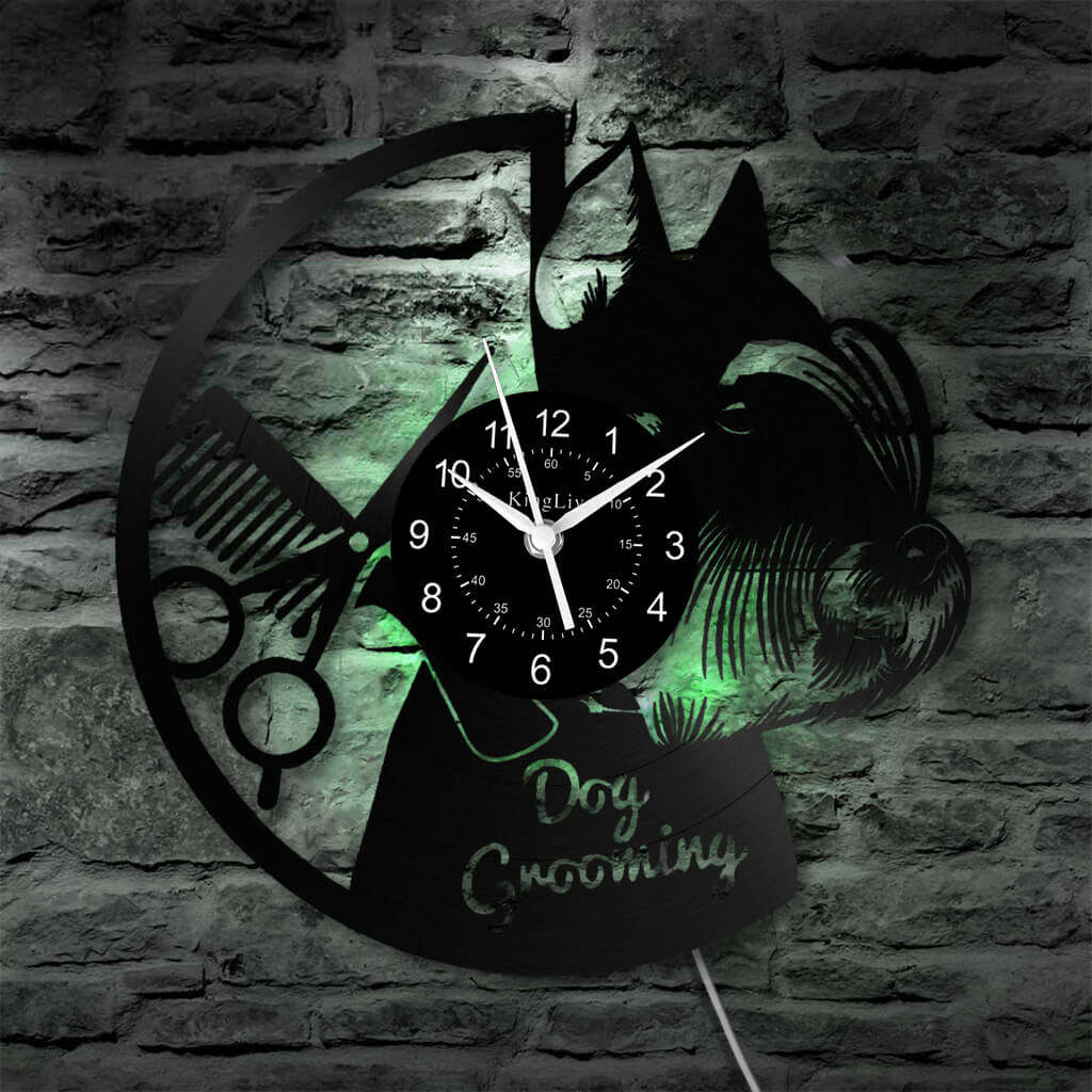 LED Vinyl Wall Clock | Dog Grooming | 12'' | 0177WPB
