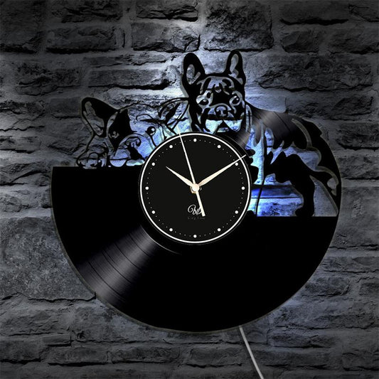 Dog LED Vinyl Wall Clock Record Clock Wall Decor Art Black