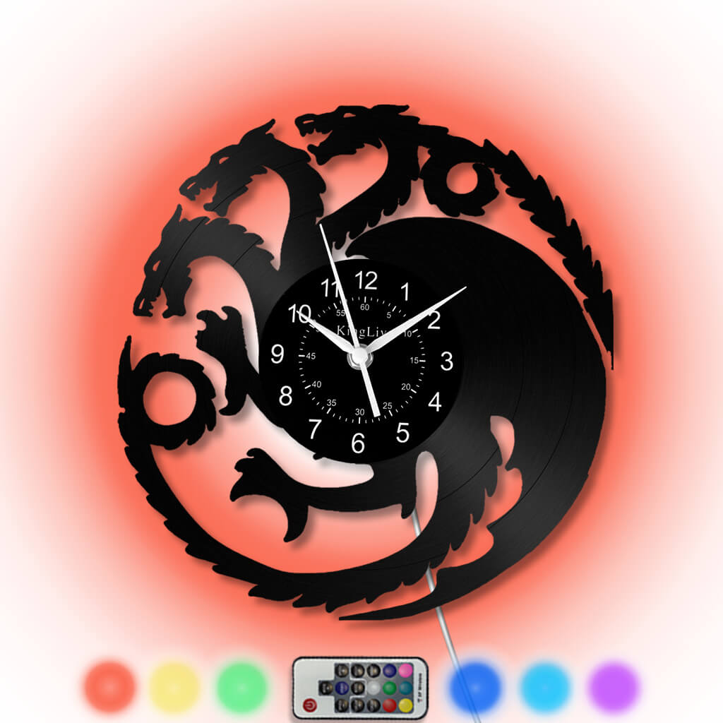 LED Vinyl Wall Clock | Dragon | 12''