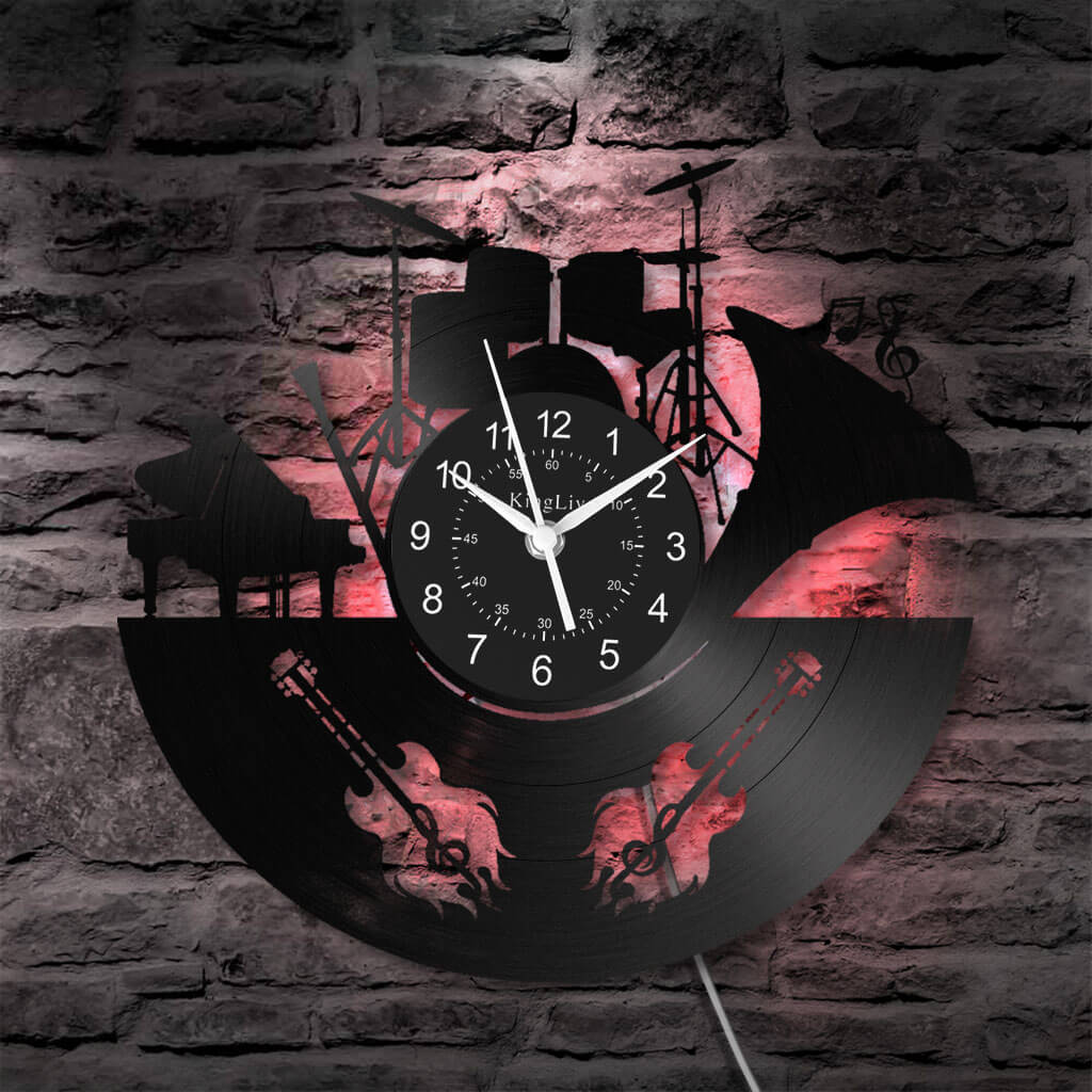 Band Music LED Vinyl Record Wall Clock 12''