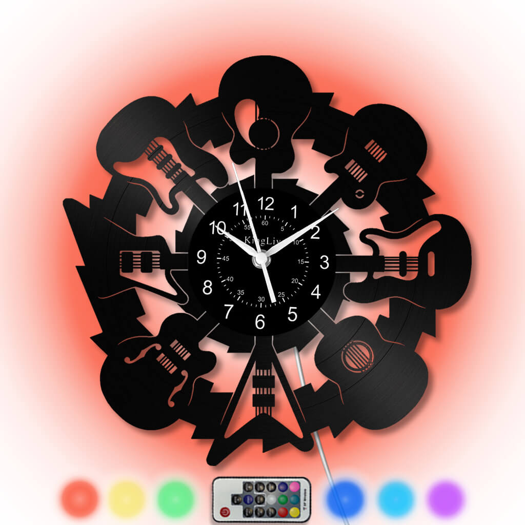 LED Vinyl Wall Clock | Guitar Music | 12''
