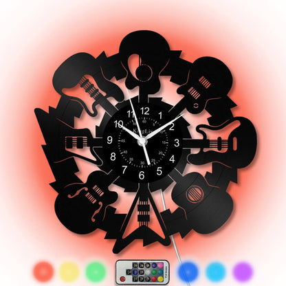LED Vinyl Wall Clock | Guitar Music | 12''