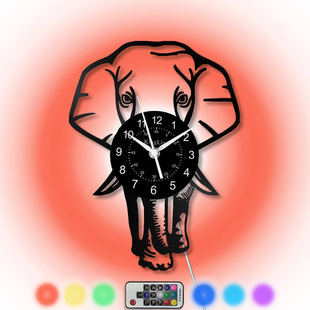 LED Vinyl Wall Clock | Elephant | 12''