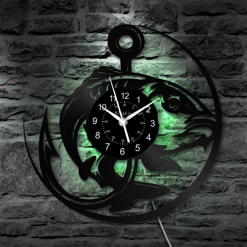 LED Vinyl Wall Clock | Fishing | 12'' | 0224WPB
