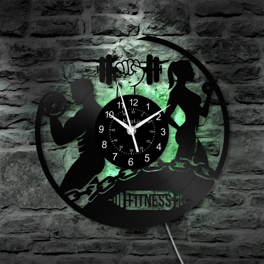 LED Vinyl Wall Clock | Fitness | 12'' | 0131WPB
