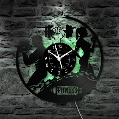 LED Vinyl Wall Clock | Fitness | 12'' | 0131WPB