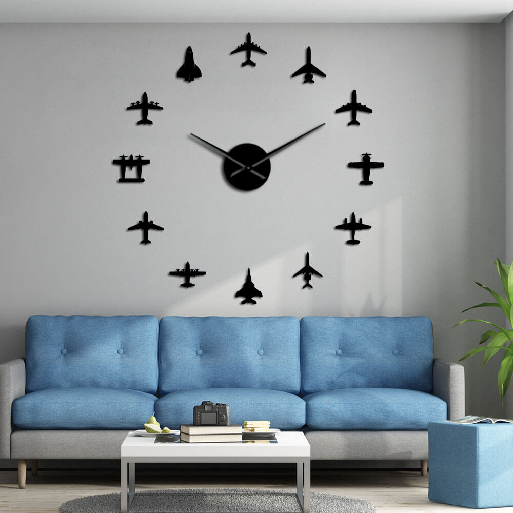 DIY Wall Clock  | Plane Fighter Jet | 19'' - 37'' | AWC014