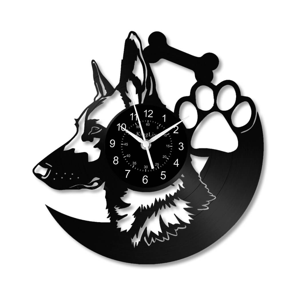 LED Vinyl Wall Clock | Custom German Shepherd Dog | 12'' | 0256WPB