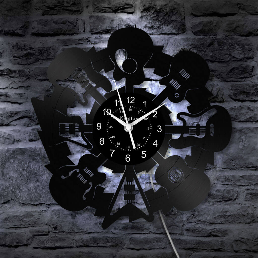 LED Vinyl Wall Clock | Guitars | 12'' | 0208WPB