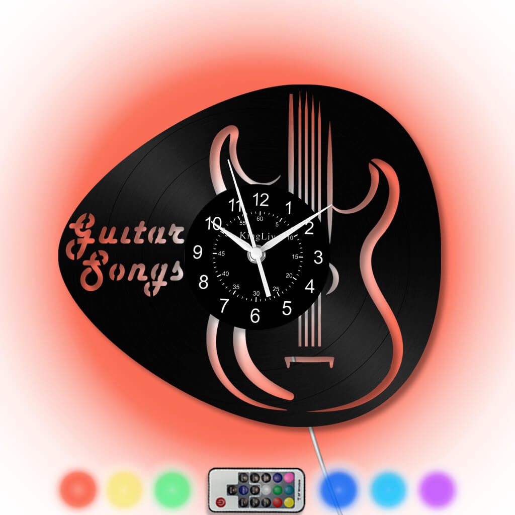 LED Vinyl Wall Clock | Guitar Music | 12''