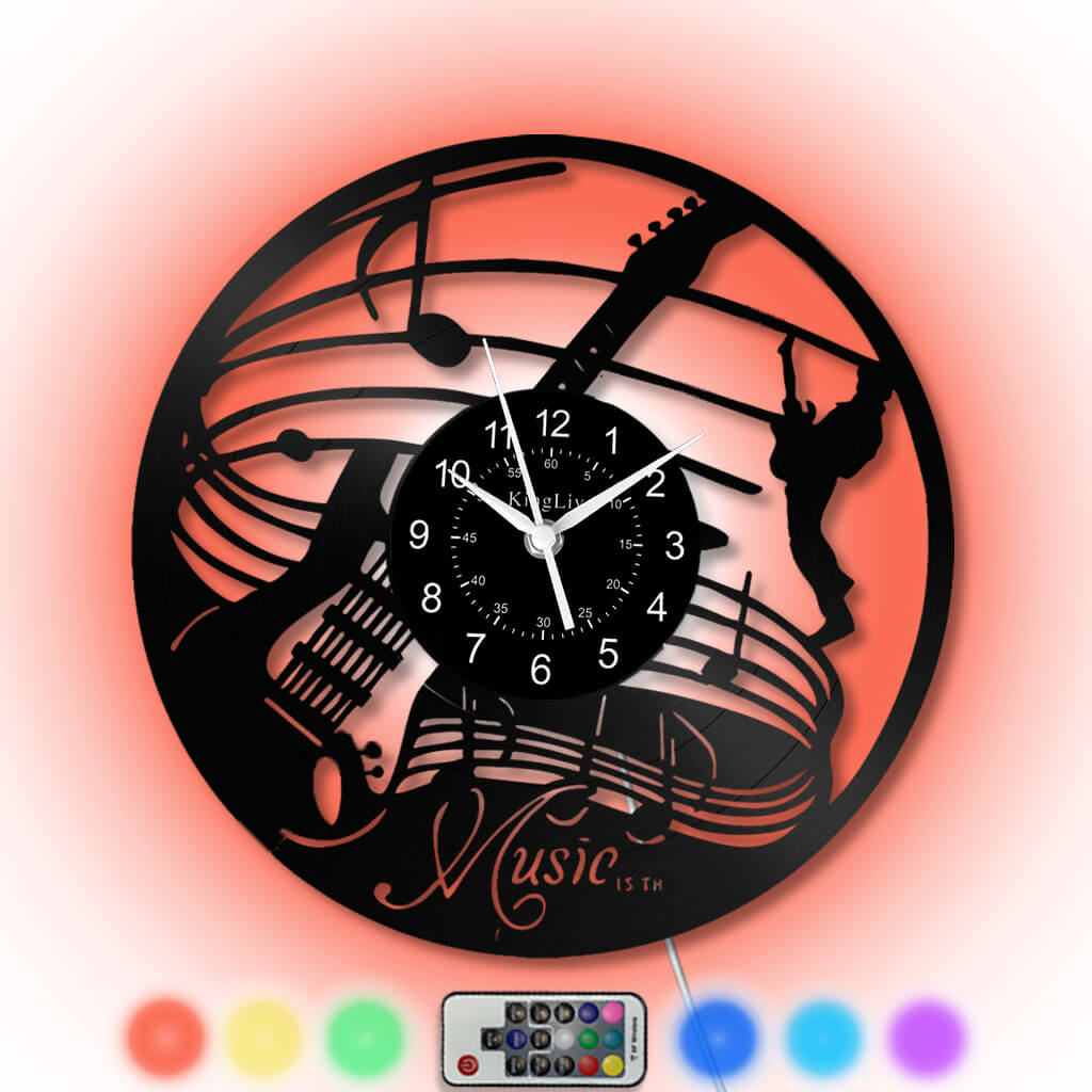 LED Vinyl Wall Clock | Guitar Music | 12''