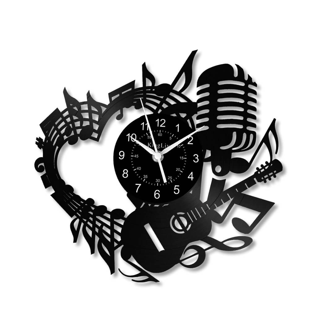 LED Vinyl Wall Clock | Guitar Music | 12'' | 0215WPB
