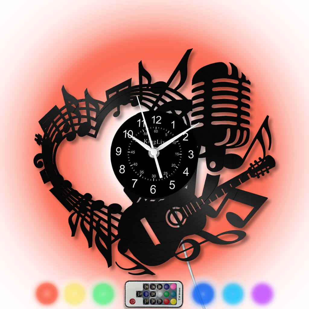 LED Vinyl Wall Clock | Guitar Music | 12''