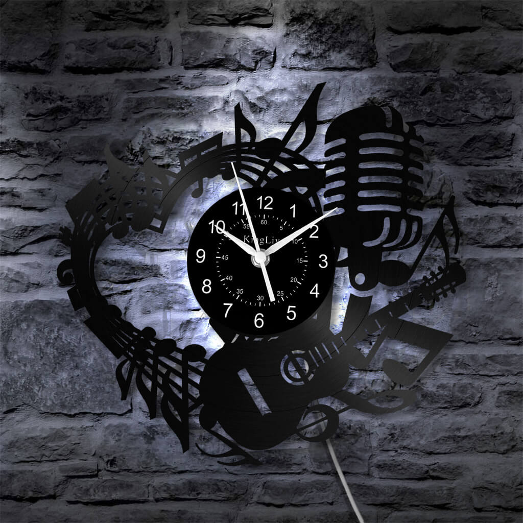 LED Vinyl Wall Clock | Guitar Music | 12''