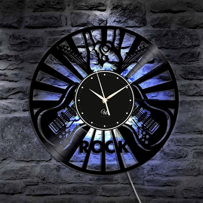 Rock Music LED Vinyl Wall Clock Record Clock Wall Decor Art Black