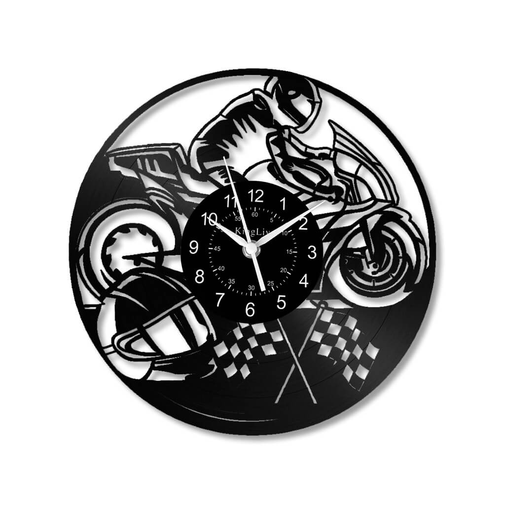 LED Vinyl Wall Clock | Motorcycle | 12'' | 0189WPB
