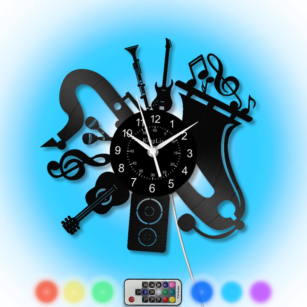 LED Vinyl Wall Clock | Musical Instrument | 12'' | 0212WPB
