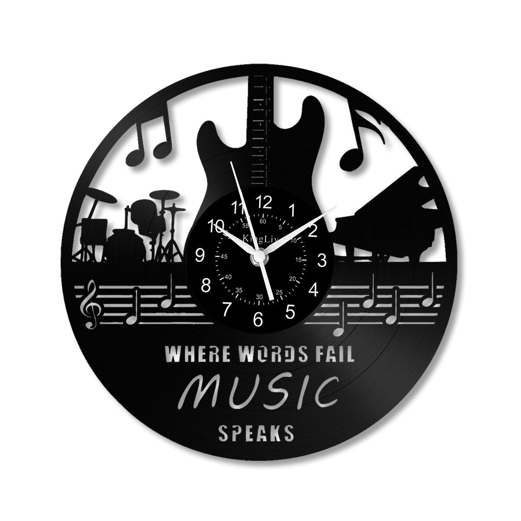 LED Vinyl Wall Clock | Guitar Music | 12''