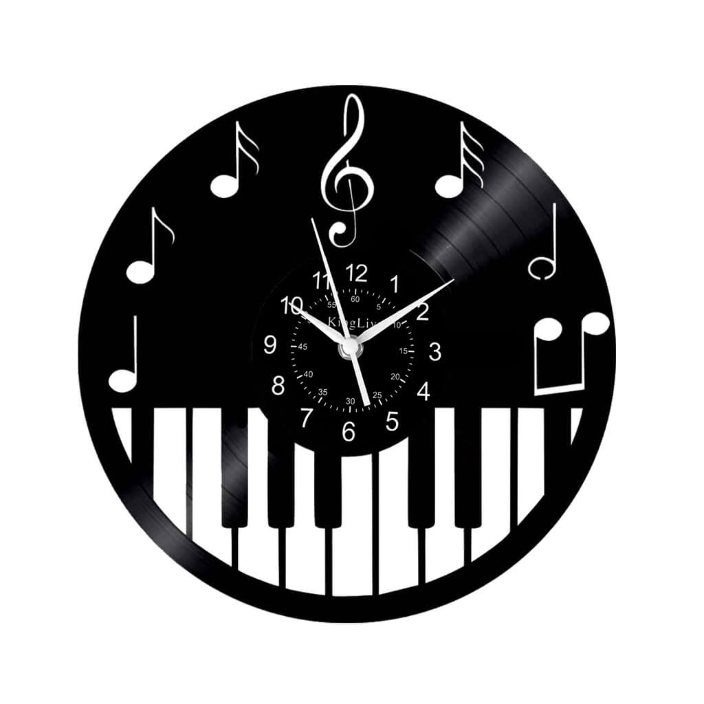 LED Vinyl Wall Clock | Piano Music Note | 12''